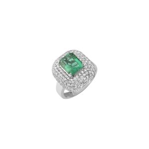 Anel Esmeralda e Brilhantes